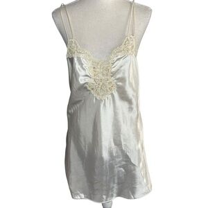 Victoria's Secret Cream Satin Chemise with Lace